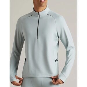 NEW Rhone Mens Quarter Zip Pullover Light Blue Grey Activewear Training  S